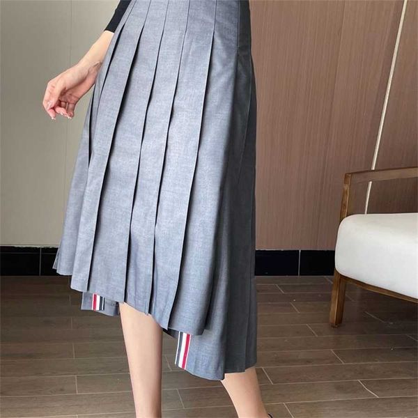 

36% off tb pleated long autumn split irregular suit dress commuter trendy half waist umbrella skirt blue grey, Black
