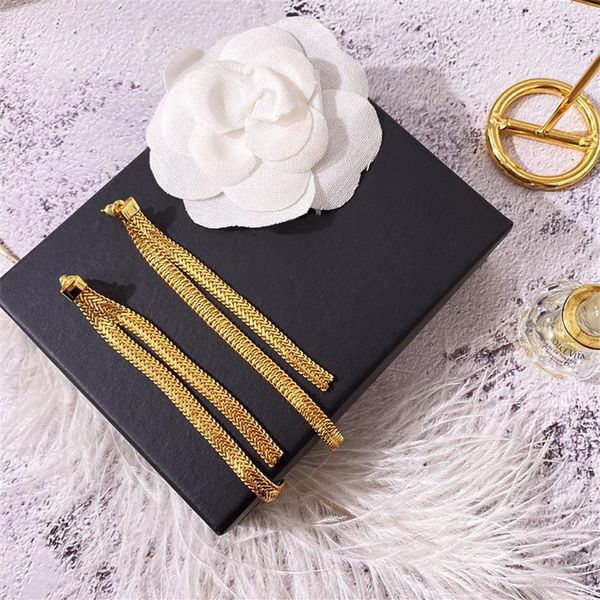 

stainless steel fashion stud earring personality exquisite letter tassel long gold silver earrings for woman232i, Golden;silver