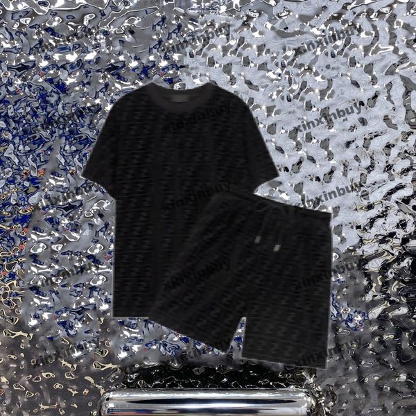 

xinxinbuy men designer tee t shirt 23ss velvet fabric double letter jacquard short sleeve cotton women black yellow white brown s-2xl, Black;brown