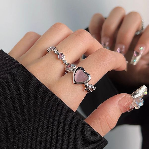 

promise rings designer jewelry vintage rings couple rings sweet brambles opal love pink diamond ring female individuality luxury niche desig, Silver