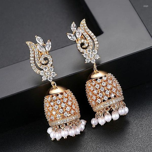 

dangle earrings gypsy jhumka bollywood crystal beads tassel bells drop bridal wedding party dubai jewelry jhumki ethnic287g, Silver