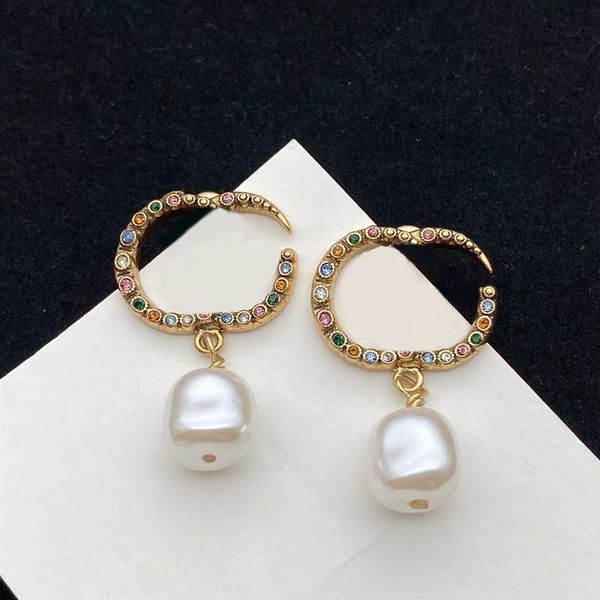 

luxury designer fashion diamond charm earrings aretes orecchini ladies party wedding couple gift jewelry with box2914, Golden