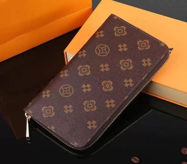

fashion women clutch wallet pu leather wallet single zipper wallets lady ladies long classical purse with orange box card and dust1618392, Red;black