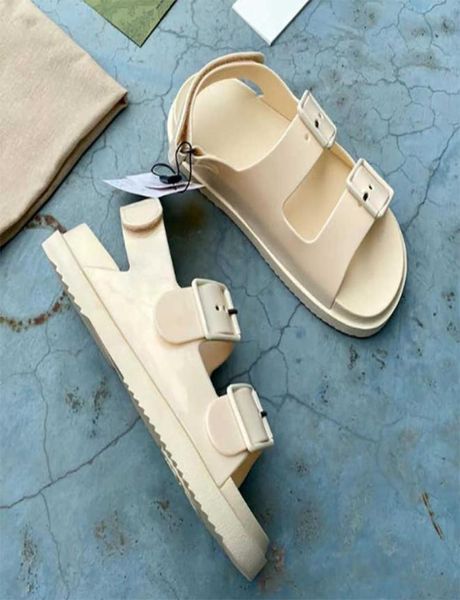 

2021 rubber platform sandals designer women sandal double strap with buckle studs candy girls sweet summer beach slides 3540 with7288228, Black