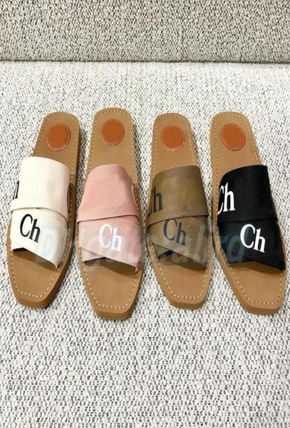 

luxury designer espadrille wedge woody flat mule ribbons large upper slipon for women high heel flip flopcanvas lace lettering fa2341765, Black