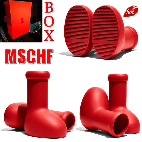 

big red boot designer mschf astro boy boots thick bottom rubber rain booties oversized mens women kids size 26-48 dgs''dolc'&, Black