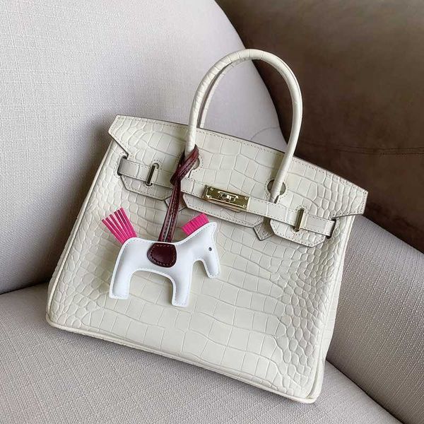 

herms designer bag tote bag crossbody bag shoulder bag fashion bag bright leather crocodile pattern cowhide white bag for womens portable on