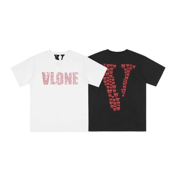 

trendy skull large printed short t-shirt for male and female couples street loose half sleeved, White;black