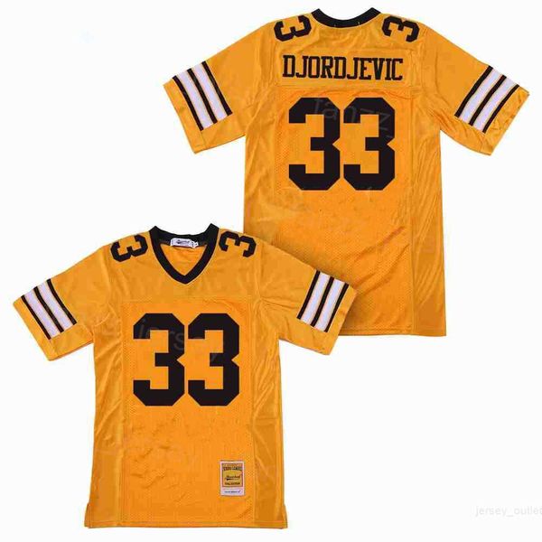 

football ampipe high school jerseys 33 stefen djordjevic moive breathable college team yellow pure cotton pullover embroidery for sport fans, Black