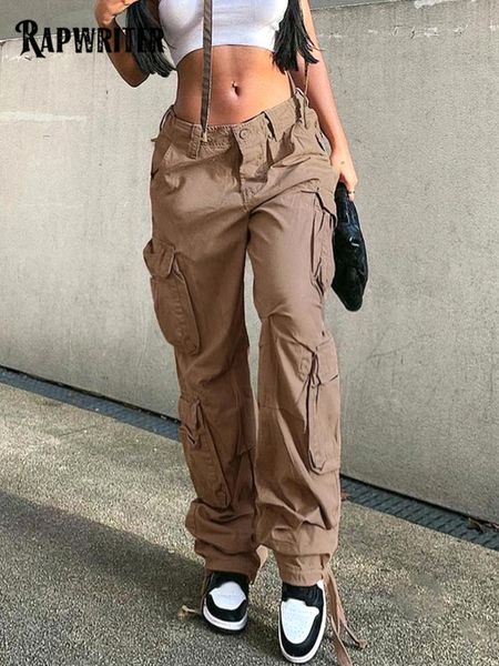 

jeans rapwriter y2k khaki denim jeans baggy pocket cargo pants for women low waist straight casual trousers harajuku streetwear jogger, Blue