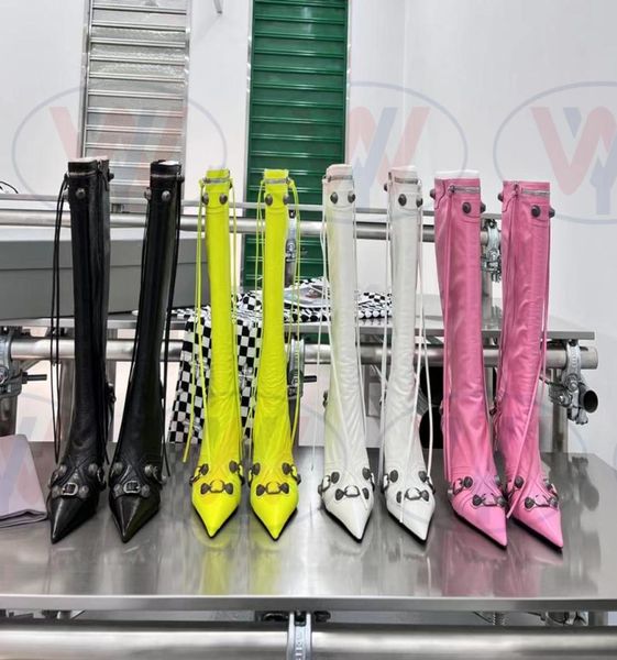 

2022 new metal nail motorcycle boots rivet boot prong side zipper the year039s most beautiful pop style all 4 color release tre3083876, Black