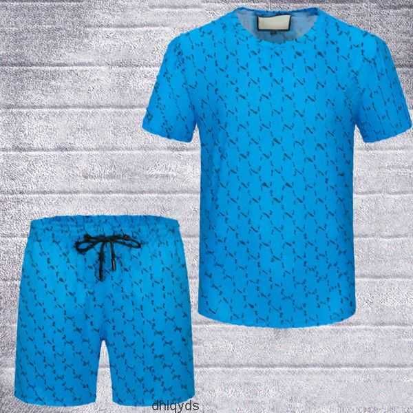

tracksuit suit mens new casual fashion alphabet pattern summer sportwear crew neck short sleeves t-shirt+shorts 2 color option designer spo, Gray