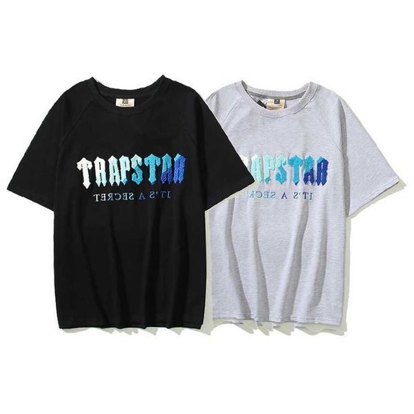 

30% off xiaozhongchao trapstar towel embroidery simple letter men's and women's loose leisure cotton short sleeve t-shirt, White;black