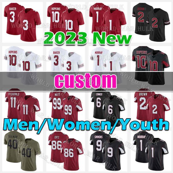 

kyler murray football jersey jj watt pat tillman rondale moore arizonas marquise brown isaiah simmons paris johnson jr. james conner cardina, Black;red