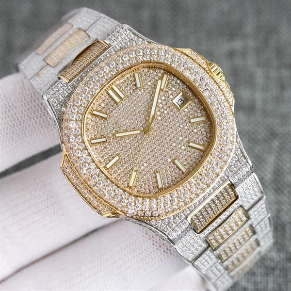 

diamond watch mens watch automatic mechanical wristwatch 40mm stainless steel strap sapphire waterproof design for men gold watch 266b, Slivery;brown