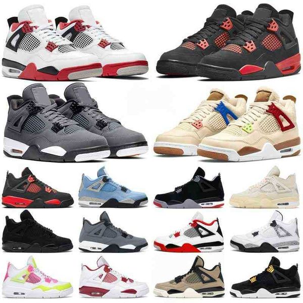 

4s basketball shoes men women 4 red thunder wild things university blue bred sail shimmer black cat mens trainers sport sneakers, White;red