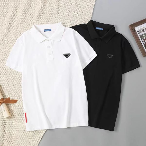 

men polo shirt designer polo tees fashion t shirt polos luxury high-end design men's classic triangular logo lapel short sleeved t-shir, White;black
