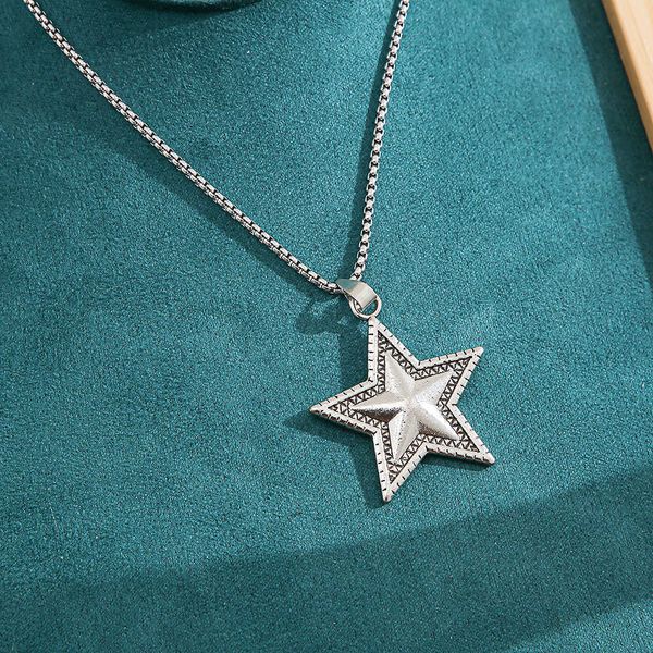 

pendant necklaces necklace fashion creative simple hip-hop boy temperament personality punk five-pointed star necklace w0421, Silver