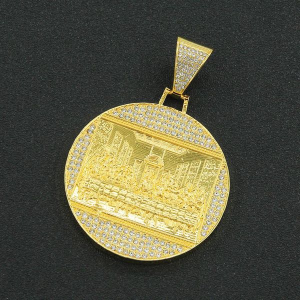 

chains the last supper big pendant necklace iced out bling zircon gold color jesus for men hip hop charm jewelry gift241l, Silver