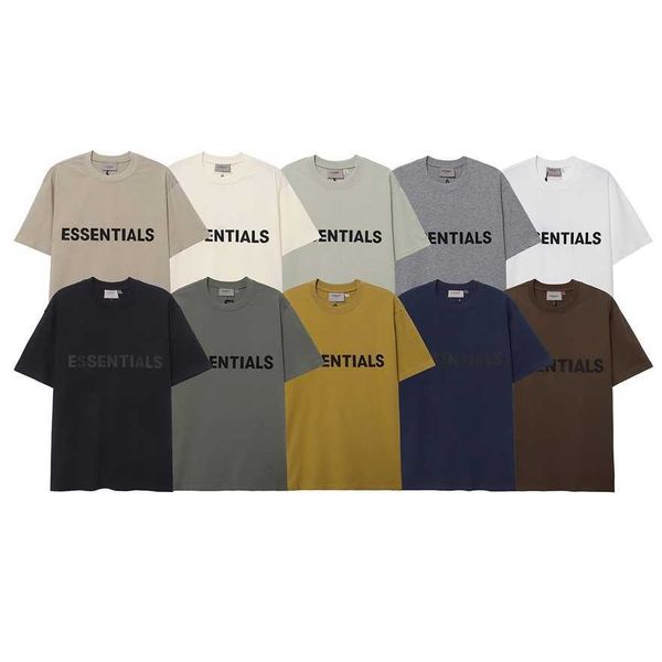 

34% off street fg correct fashion ess double thread multi color versatile flocking letter men's and women's loose short sleeve t-s, White;black