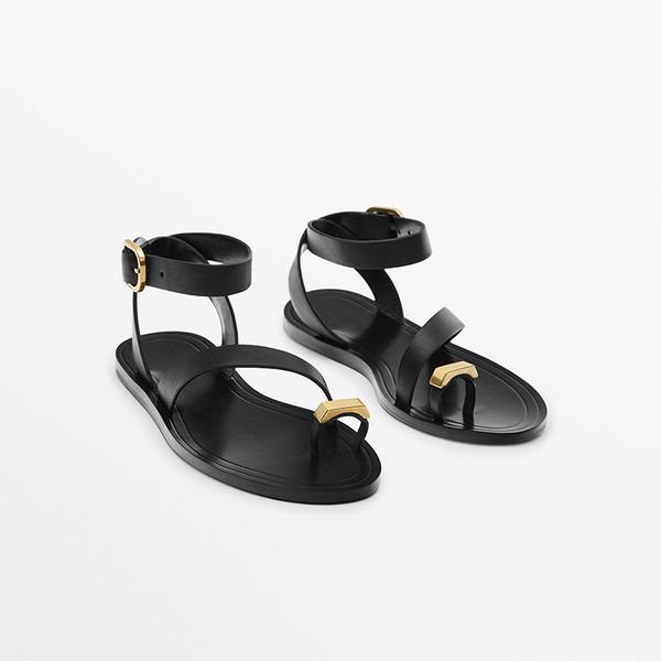 

sandals leimeichen summer fashion versatile roman french retro flat for women 230421, Black