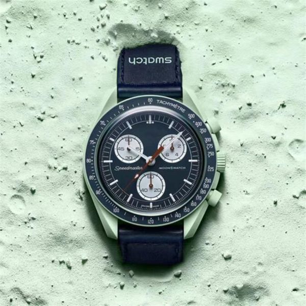 

bioceramic planet moon mens watches full function quarz chronograph watch mission to mercury 42mm nylon luxury watch limited editi197s, Slivery;brown