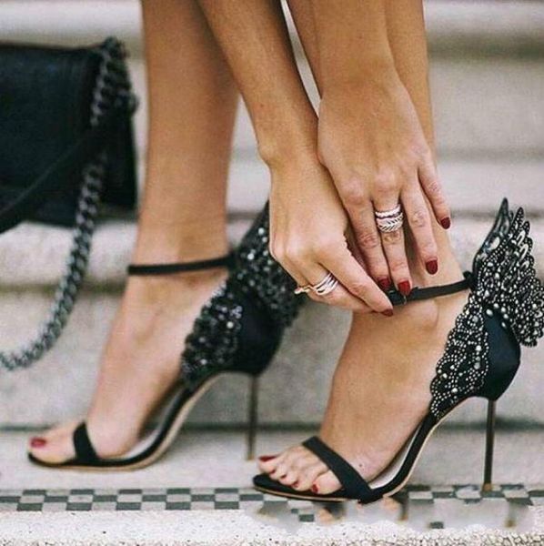 

webster evangeline sandal plus genuine leather wedding pumps pink glitter shoes women butterfly sandals5661769, Black