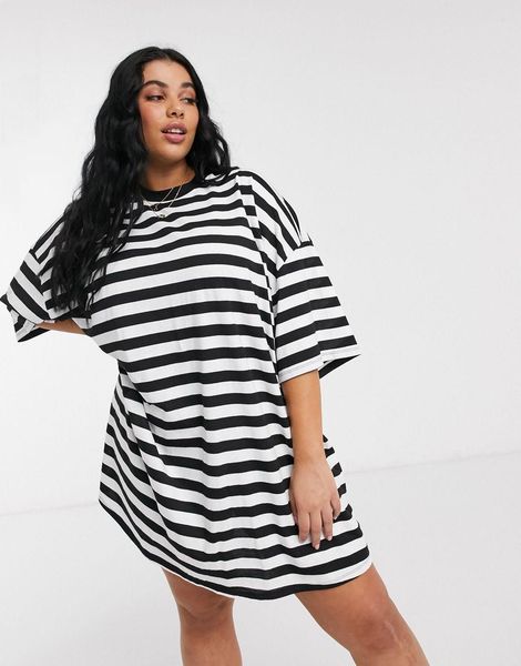 

dresses plus size drop shoulder casual striped dress women half sleeve black summer spring knee length knitting tshirt shift dress 6xl, Black;gray