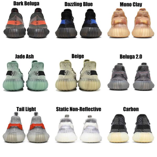 

2023 yeezzys women mens running shoes bone dazzling mono beluga reflective mx oat rock blue black static reflective jogging walking trainers