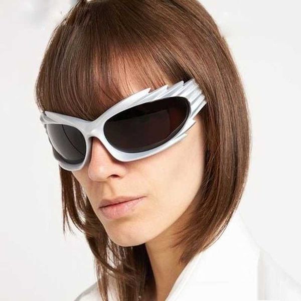 

sunglasses 2023 new fashion big y2k sunglasses women men brand vintage punk silver sun glasses female outdoor black shades oculos de sol j23, White;black
