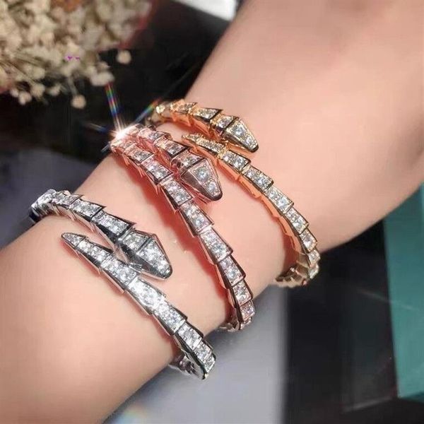 

2023 designer bracelets bangle jewelry rings bulgarian stainless steel rhinestone letters snake bracelets gold silver rose col239w, Black