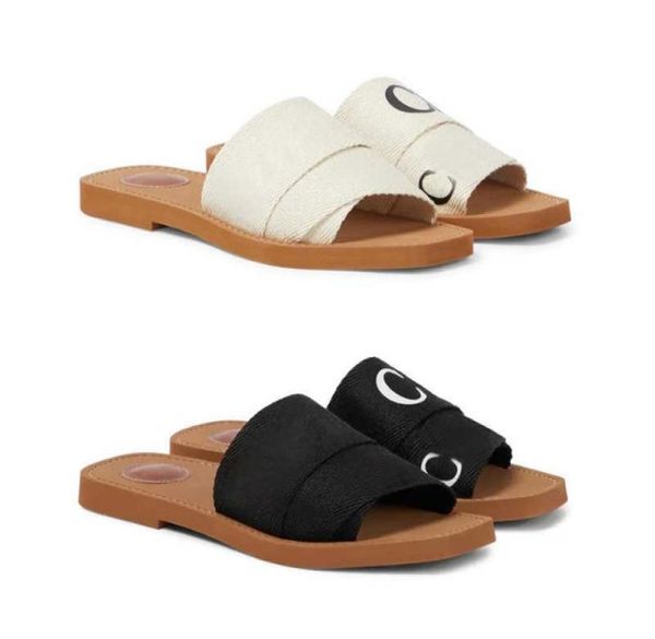 

designer woody sandals for women mules flat slides light tan beige white black pink lace lettering fabric canvas slippers womens s2204026