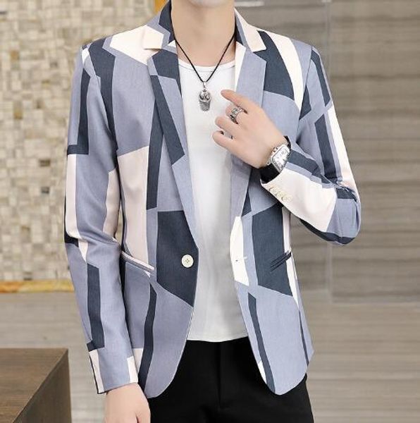 

blazers new men's suit slim fashion coat printing trend, White;black