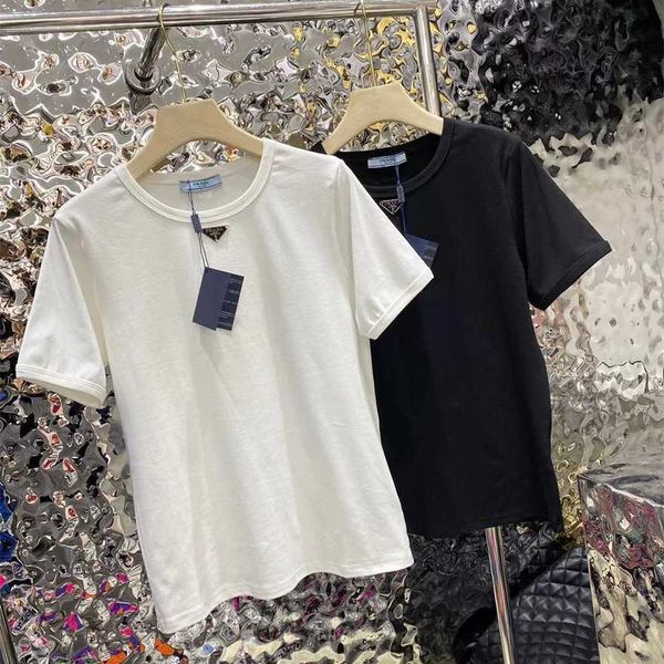 

34% off family early autumn new fashion classic triangle basic round neck versatile short sleeve t-shirt, White