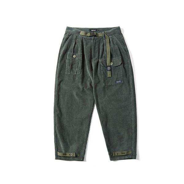 

pants 2021 autumn new multipocket trousers adjustable corduroy trousers japanese retro overalls men's trend, Black