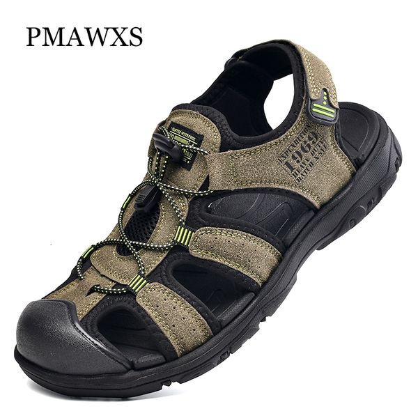 

sandals mens wrap toe beach shoes faux suede men summer large size 230421, Black