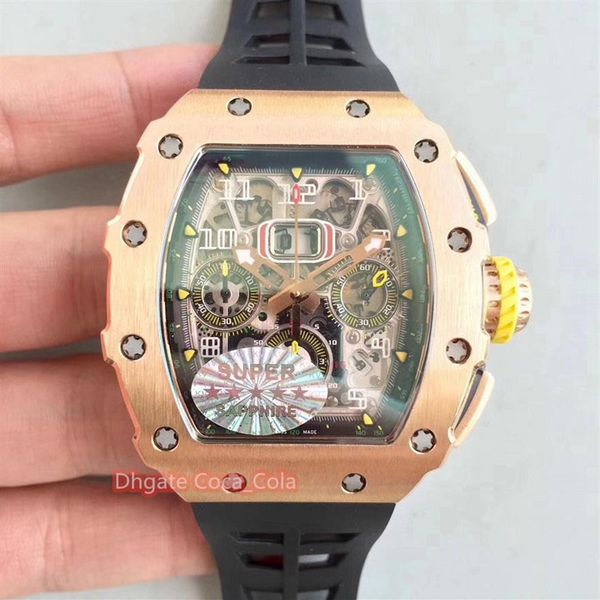 

watches classic 50mm x 44mm ntpt carbon fiber skeleton waterproof rubber transparent mechanical automatic mens watch m226e, Slivery;brown
