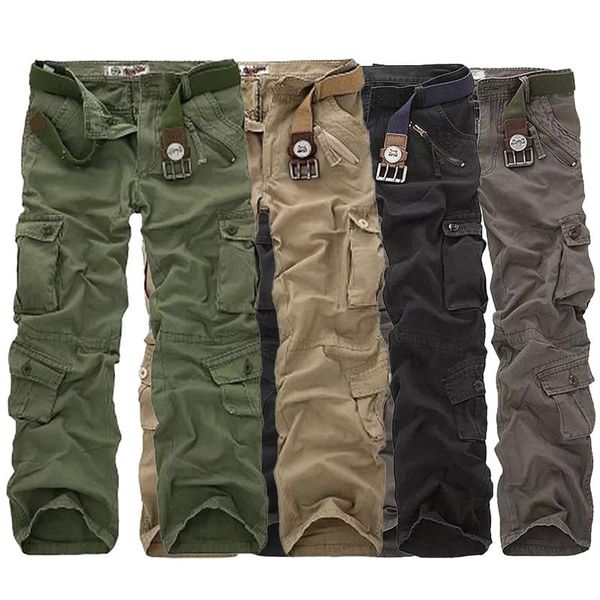 

pants men's military casual 2022new cotton multipockets male trousers solid color outdoor trekking traveling work cargo pants men, Black