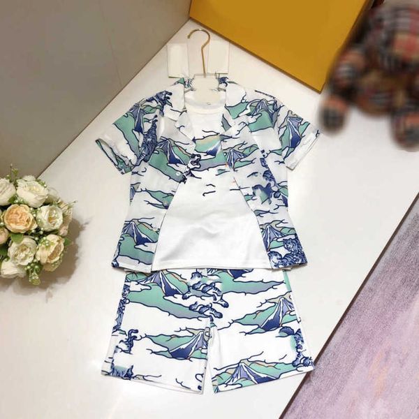 

23ss kids set kids designer clothes boys t-shirt pants jacket suit round neck pure cotton tiger printing t-shirt short sleeve lapel shirt sh, White