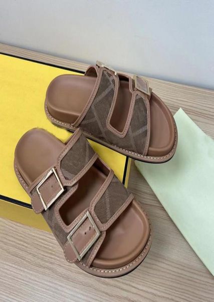 

designer men women rubber soles sandals canvas slides double strap flat buckle slippers mule shoes leather bottom beach slides sum5136382, Black
