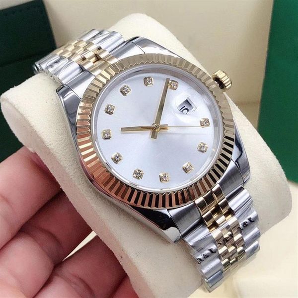 

41mm men's automatic mechanical watch mens watches men stainless steel folding buckle sport waterproof style cla2493, Slivery;brown
