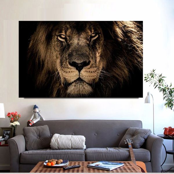 

animals african large lions face canvas paintings on the wall art posters and prints lions art pictures for living room cuadros