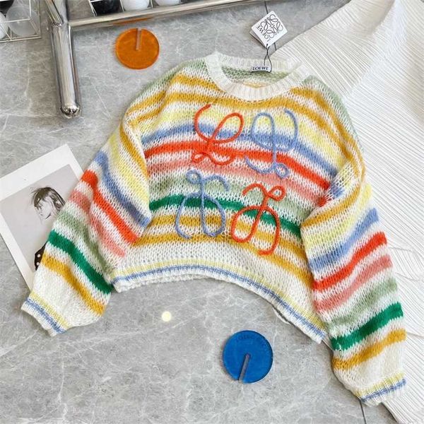 

26% off clothing designer quality real sof luo new hyunya same three-dimensional mohair color striped sweater women's loose korean top, White;black