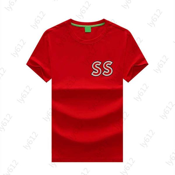 

designer red mens t-shirts spring summer clothes luxury loose fitting classic brand pattern logo printed design pure cotton round neck short, White;black