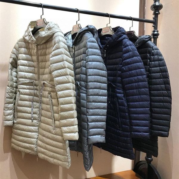 

parkas women fashion light and warm down jackets winter hooded zipper waist adjustable long down coats casual clothes, Black