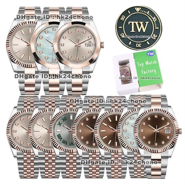 

10 styles luxury watches 126331 126301 tw 41mm 904l stainless steel cal 3235 automatic mens watch sapphire crystal rose gold two-t232j, Slivery;brown