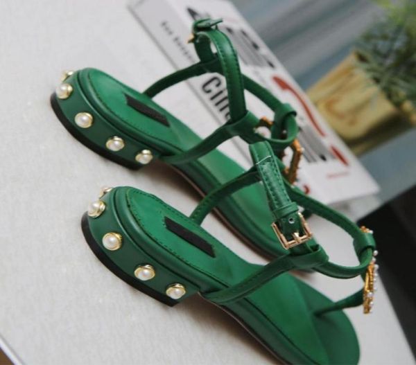 

brand genuine leather women sandals flats runway ankle strap 2cm flats shoes ladies summer holiday beach sandals party shoes3950086, Black
