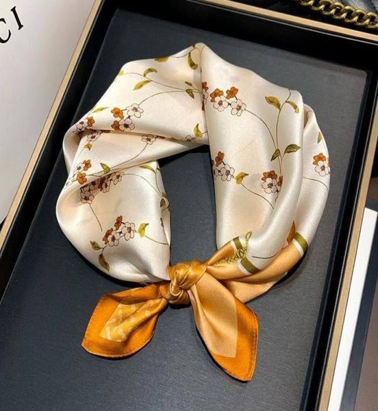 

scarves 100 silk scarf women print hair neck square office ladies shawl bandanna 53cm hijab handkerchief muffler foulard fj5451337894, Blue;gray
