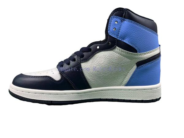 

1s obsidian unc high shoes blue white black basketball sneakers for sale.