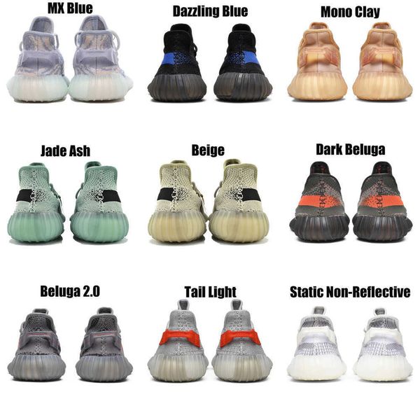 

2023 yeezzys women mens running shoes bone dazzling mono beluga reflective mx oat rock blue black static reflective jogging walking trainers